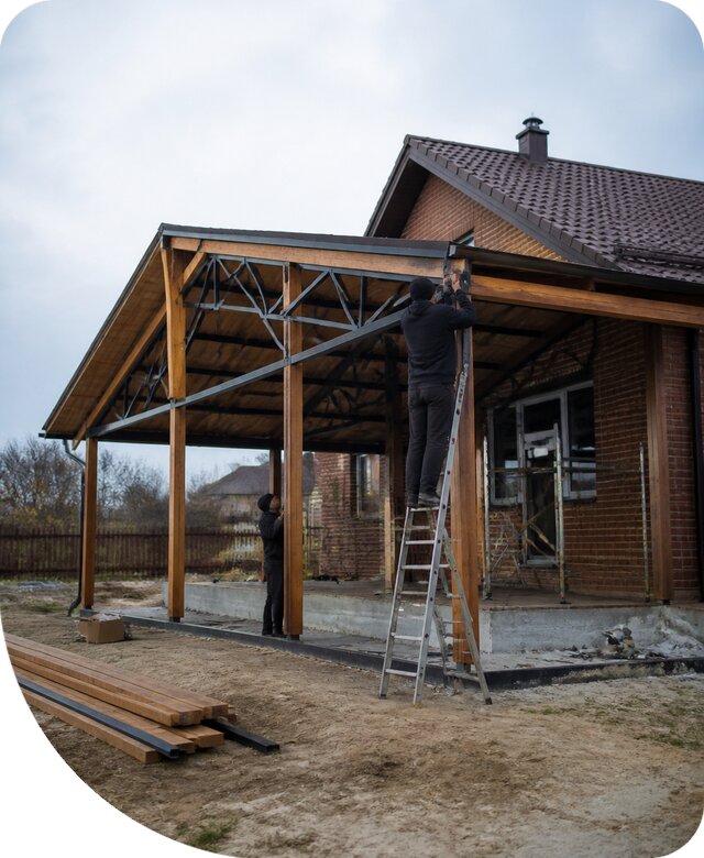 Пристройка навеса к дому и участку в Дубне под ключ